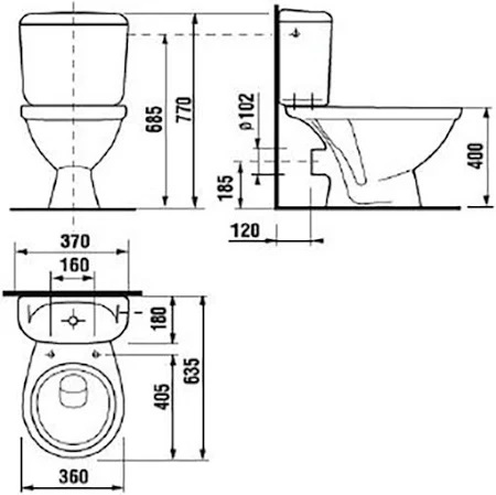 Kombi wc s polyprop.doskou, zadný Jika Euroline